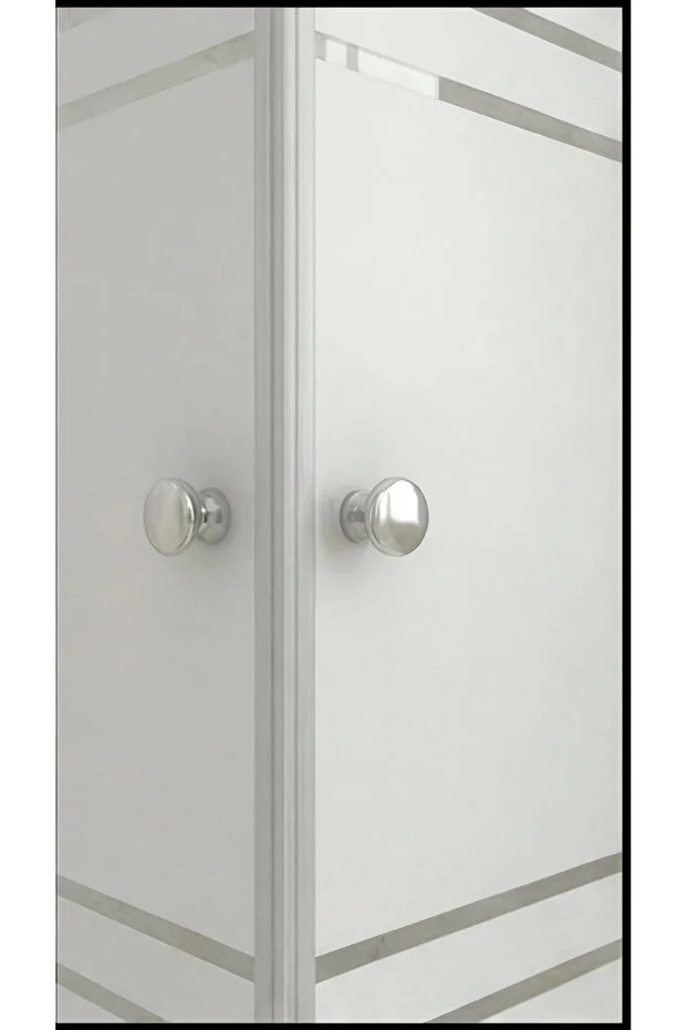 Duşakabin Kare Temperli Cam Sürgülü Kapılı Teknesiz Trio Kumlama Krom Profil